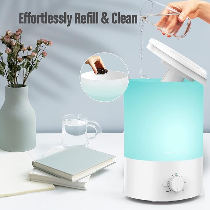 MegaWise Cool Mist Humidifiers, 3.5L Top Refill Ultrasonic humidifier for Bedroom, Baby Room, Office