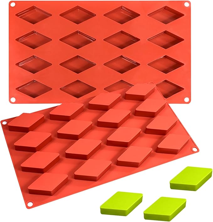 Rhombic Chocolate Baking Molds, 2 Packs 16-Cavity 11.6" x 6.9" Silicone Molds, Diamond Shape Candy Mould for Dessert Cheesecake Truffle Jelly Brownie