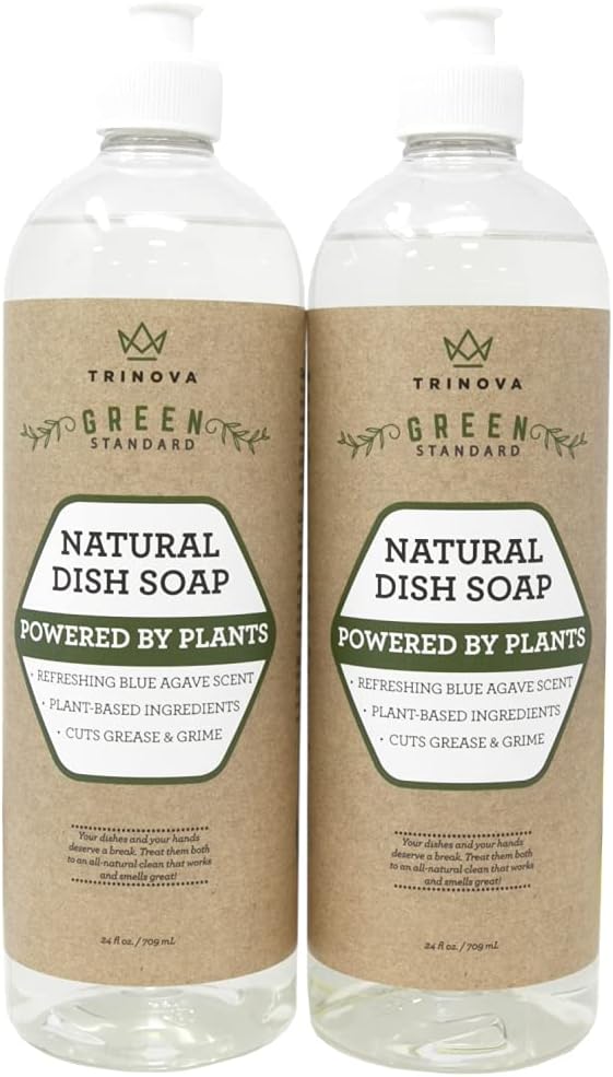 TriNova Dish Soap Formula - for Cleaning Dishes & Washing All Kitchen Items. Powerful & Eco Friendly Cleaner (2 Pack of 24 oz Bottles)