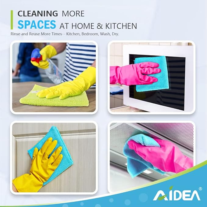 AIDEA Microfiber Cleaning Cloth-50PK, Soft Microfiber Towels for Cars, Absorbent Cleaning Rags, Lint-Free Streak-Free Wash Cloths for House, Kitchen, Window(12in.x12in)