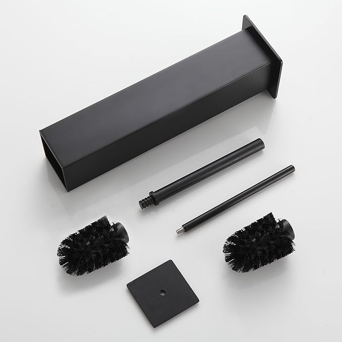 BVL Toilet Brush and Holder Set Black Stainless Steel 304 Square Freestanding Toilet Brush for Bathroom