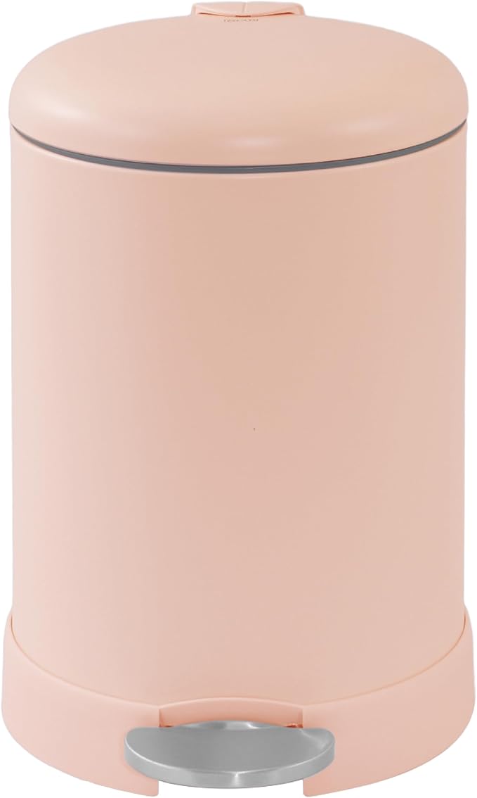 Glad Small Trash Can, 1.2 Gallon | Round Stainless Steel Garbage Bin with Soft Close Lid & Step Foot Pedal | Metal Waste Basket with Removable Inner Bucket, Rust