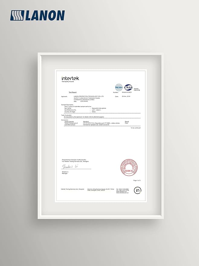 LANON 5 mil Latex Disposable Gloves, Food-Contact Grade, Powder-Free, Fully Textured, White, Medium