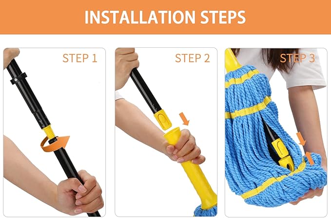 Self-Wringing Twist Mops for Floor Cleaning, Microfiber Floor mop with 57 " Long Handle, Easy Wringing Mop for Hardwood Commercial Household Clean