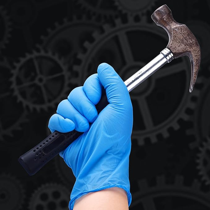 TitanFlex Heavy-Duty Blue Nitrile Gloves, 6-mil, Fully Textured, Mechanic Disposable Gloves, Powder-Free, Latex-Free