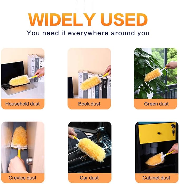 Heavy Duty Duster Refills, Disposable Dusters Kit for Cleaning Dusting Furniture Blind Ceiling Fan, Multi Surface 360 Feather Duster(60)+3FT Extended Handle +1 Handle