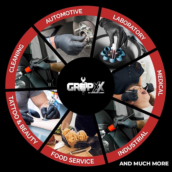 Black Nitrile Gloves Disposable Latex Free & Powder Free, 4 Mil Rubber Glove, Cleaning, Cooking, Mechanic(XS-XXL)