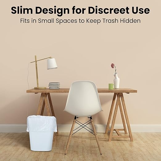 Eccliy 6 Pack Plastic Trash Can with 3 Rolls of Trash Bags Small Wastebasket Garbage Bin Container for Bathroom, Bedroom, Home Office, Living Room, Kitchen (Gray,White)