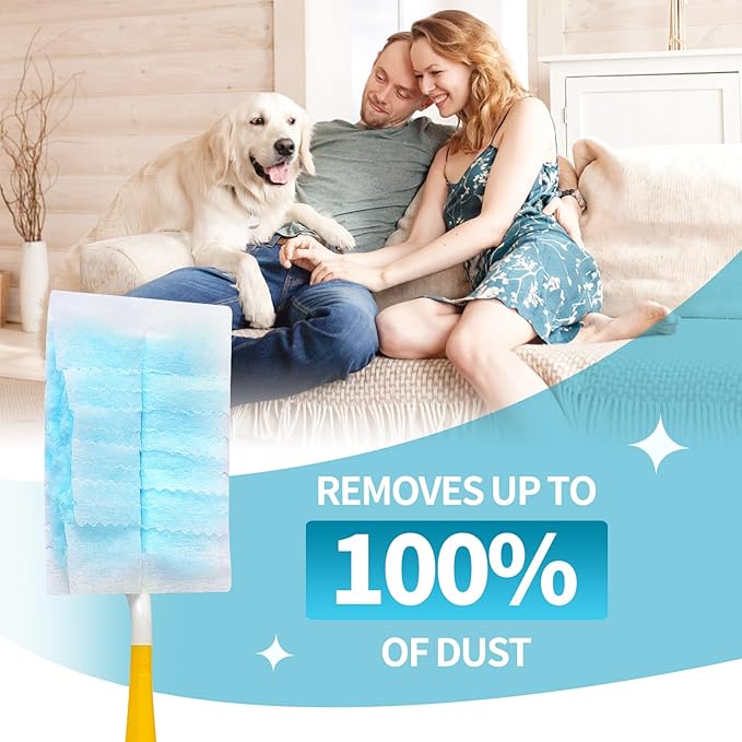 30 Count Microfibre Feather Duster Refills Compatible with Swiffer Dusters, Disposable Static Dust Removal Refills, Multi-Surface Duster with 1 Pcs Short Handle(Unscented, Pack of 1)