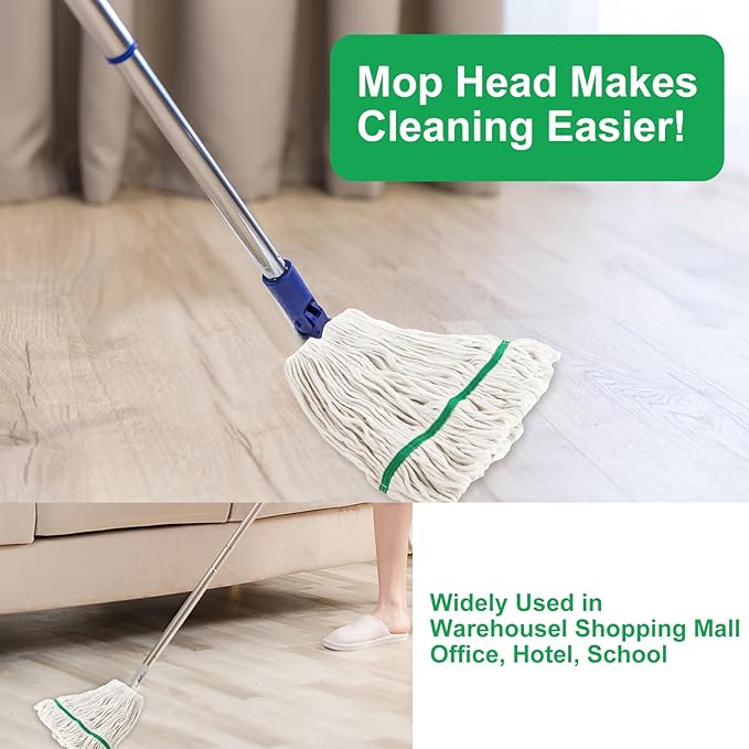 10Pcs Commercial String Mop Head, Loop-End Mop Head Replacement, Heavy Duty Mop Head Refills, Cotton Looped End Wet Cleaning Mop Refill for Floor Cleaning, Home, Industrial and Commercial Use