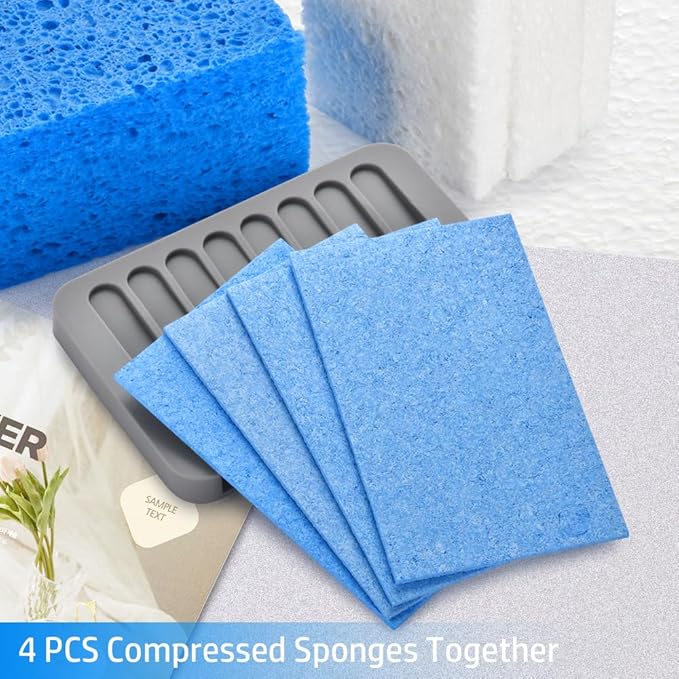 Mcyye 4PCS Compressed Kitchen Sponges for Household Use, Zero Scratch Scrub Dish Sponge Kitchen, Dual Sided Multipurpose Cleaning Sponges for Dishes, Kitchenware, Dishwashing Brushes, Save Space