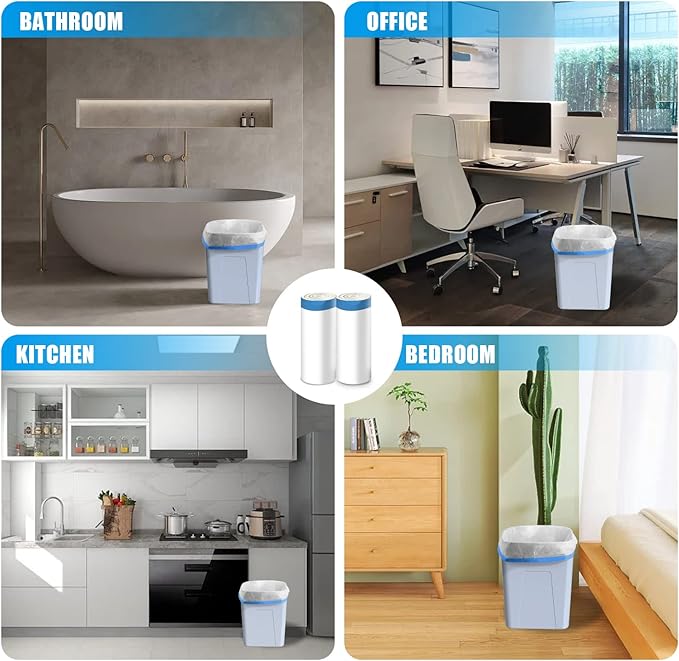 FORID Mini Drawstring Trash Bags - 2 Gallon Small Bathroom Garbage Bags White Plastic Trash Can Liners Disposable Unscented Wastebasket Bags 60 Count for Office bedroom Home 7.5 Liter