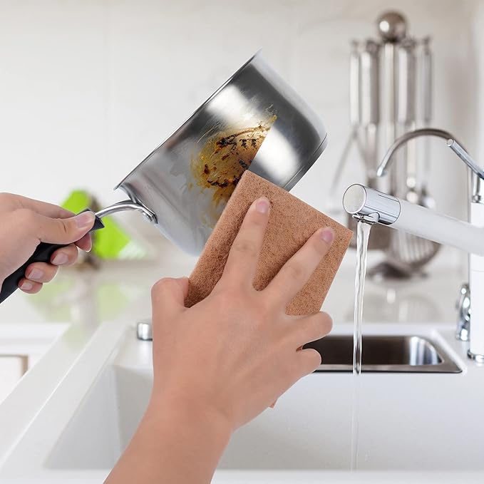 SCRUBIT 24 Natural Scouring Pads - Eco Friendly Scrubbing Pads for Kitchen Cleaning, Dishes, and Pots - Non-Scratch Kitchen Scrubbers - 100% Natural Sisal Fibers (24 Pack)