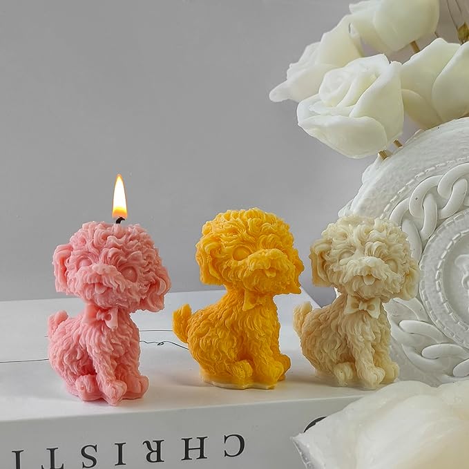 Dog Resin Mold Teddy Mold Hairy Dog Mold Animal Resin Mold Resin Casting Mold Resin Making Molds Silicone Mold for Candle Home Decorate Mold 3D Animal Mold Candle Making Mold