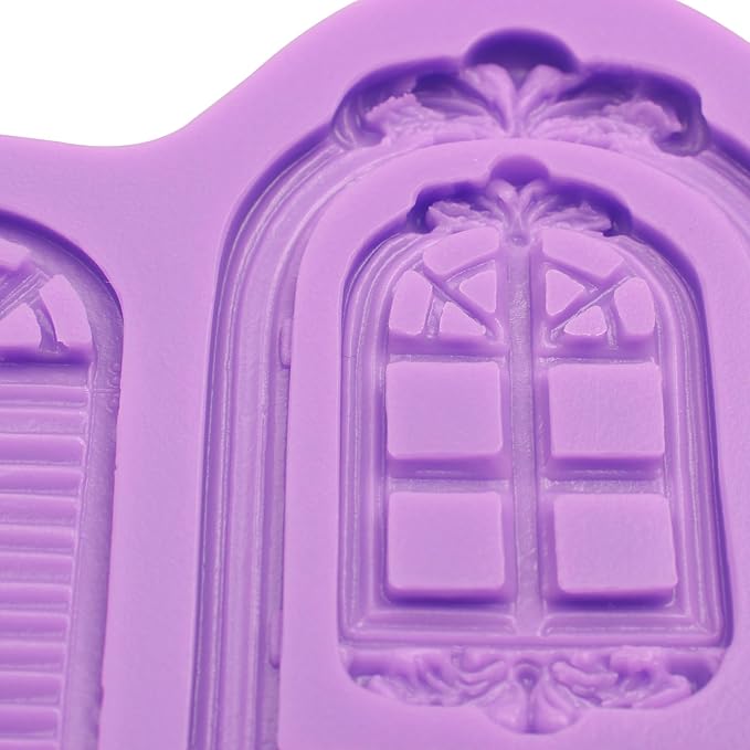 Window Silicone Fondant Molds, Door Chocolate Molds for Cake Decoration Cupcake Topper Candy Gum Paste Sugar Craft Polymer Clay Set of 3