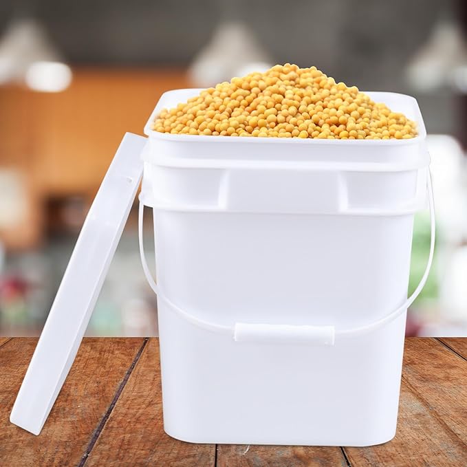 Xyskin 3 Gallon Mixing Bucket, White Food Grade Bucket, Paint Pail with Seal Lids, 11 Liter Paint Bucket with Handle, Pack of 4