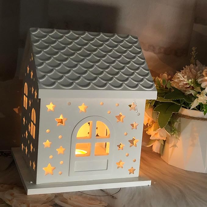 Decorative House Silicone Resin Mold Set, Christmas Night Light Casting Molds with Star Pattern, DIY Epoxy Craft