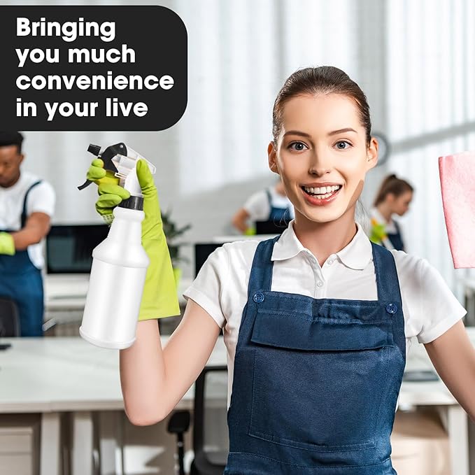 Eccliy 12 Pcs 16 Oz Plastic Spray Bottle, Adjustable Empty Reusable Sprayer for Cleaning, Planting, Water, Bathroom and Kitchen, BBQ, Commercial and Residential(Black, Green,Original)