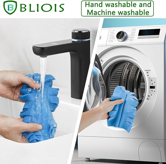 360° Fleece Duster Refills for Swiffer-Washable Refills Reusable Pads|Wet and Dry Dual Use Reusable Duster Heads +1 Handle (6-PCS)