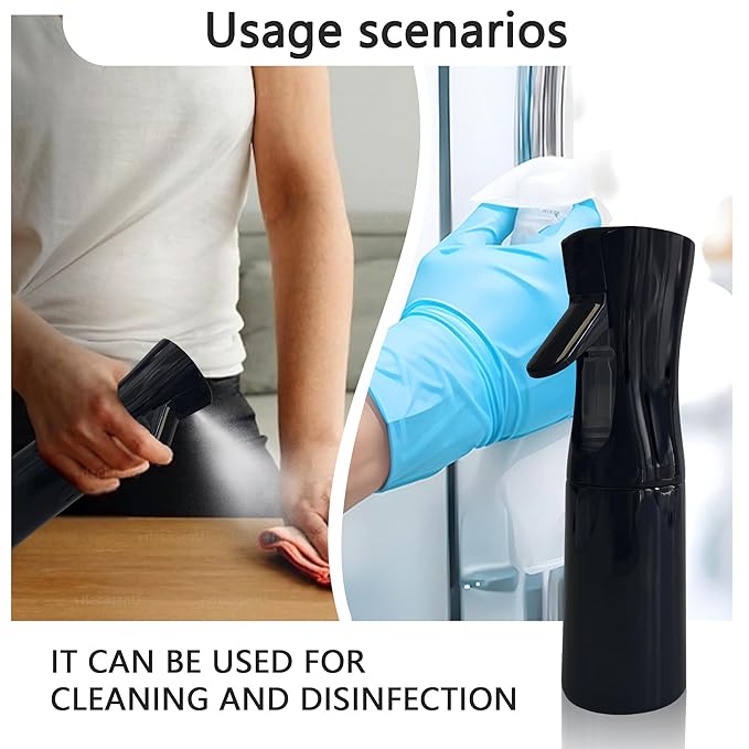 Spray Bottle for Hair Continuous Ultra Fine Mist (200ml) 360° Multi Spray Bottle for Plants, Cleaning, Skin Care Leakproof & Durable 2 Pack