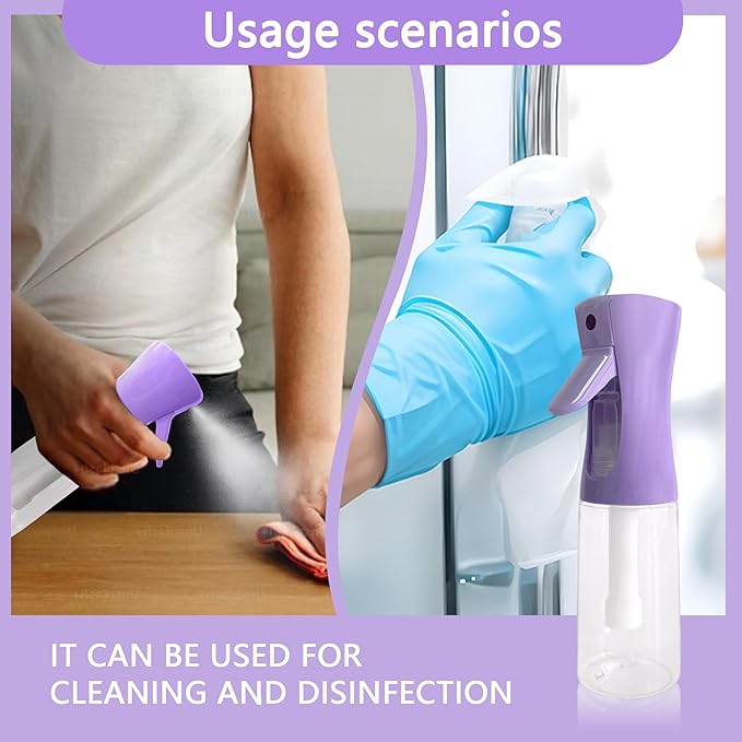 Spray Bottle for Hair Continuous Ultra Fine Mist (200ml) 360° Multi Spray Bottle for Plants, Cleaning, Skin Care Leakproof & Durable 2 Pack