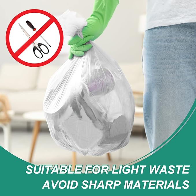 Magesh 4 Gallon Trash Bag Strong, Leakage-Free, Small Garbage Bags Unscented Thick for Bathroom, Office, Kitchen Small Trash Can, 15L, 105 Bags, Clear