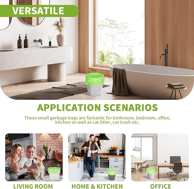 Magesh 105 Count 4 Gallon Small Trash Bags, Green, Transparent, Durable, Leak-Proof, Unscented, Easy to Use, Versatile, Outstanding Customer Service