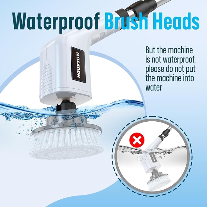 Electric Spin Scrubber, Cleaning Brushes for Household Use with 8 Replaceable Brush Heads, Power Scrubbers for Cleaning Bathroom, Extension Bath Brush Long Handle for Shower, Tub, Kitchen, Tile, Floor