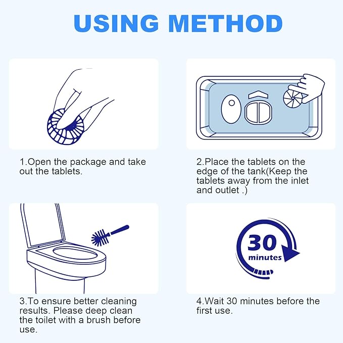 CHMI 100 Pack Toilet Bowl Cleaner Tablets, Long-lasting Bathroom Toilet Tank Cleaner.(Blue)