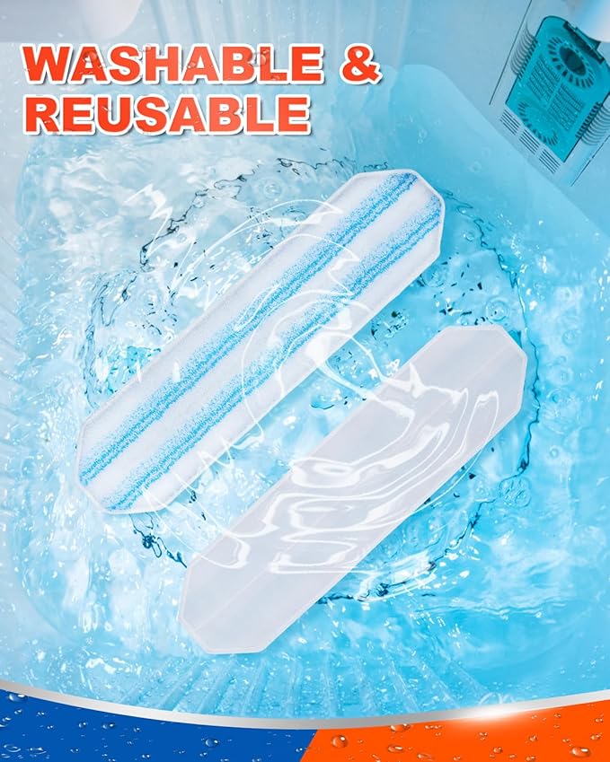 Mop Pads Compatible with Ocedar H2 pro Flat Mop System Replacement Pads, 8 Pack Mop Refills Fit for Ocedar Flat Mop, Washable Reusable Microfiber Mop Heads Replacements