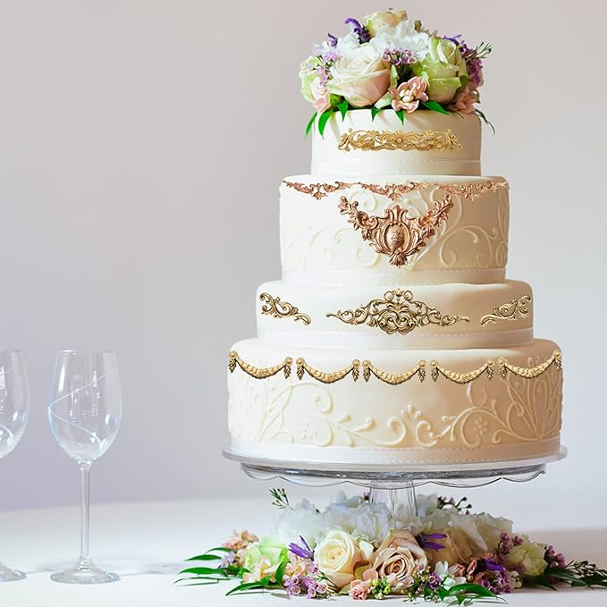 Baroque Style Silicone Molds, Curlicues Scroll Lace Fondant Molds, Vintage Relief Flower Mould Filigree 3D Clay Mold for Gummy Sugar Cookie Pastry Chocolate Mold for Clay Cupcake Topper Decor(7Pcs)