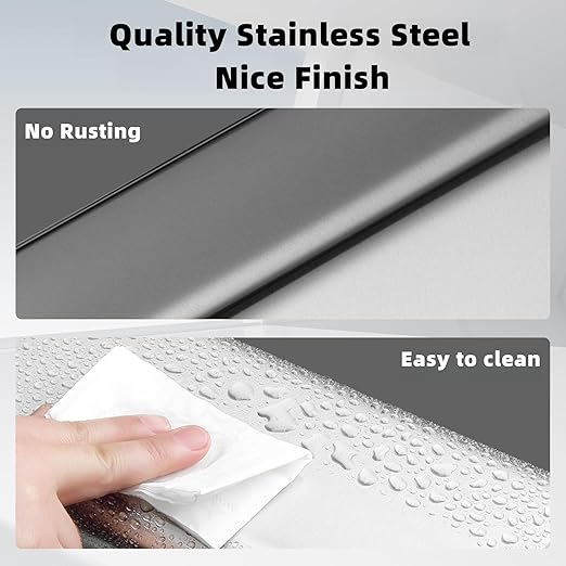 TIPGO Small Metal Trash Can, 2.1 Gallon Slim Trash Can for Bathroom, Wastebasket Garbage Bin for Bedroom, Office, Kitchen, Under Sink (Silver)