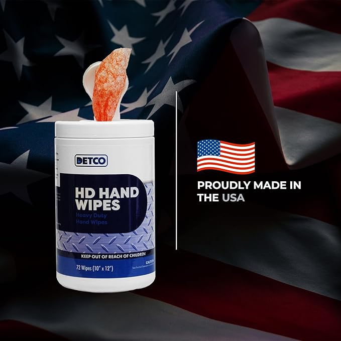 HD Hand & Tool Wipes – Heavy Duty Dual Purpose Cloths for Hands, Tools, & Surface Cleaning – Disposable Waterless Cleaner Towels with Scrubbing Side – 72 Count Tub