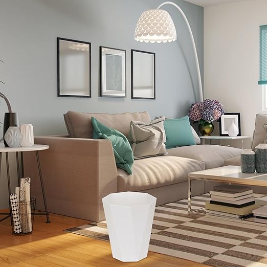 ZXJ Small Trash Can - 1.8 Gallon - White - Waste Basket - Garbage Bin Bathroom,Kitchen,Office,Dormitory,Camping,Kids Room