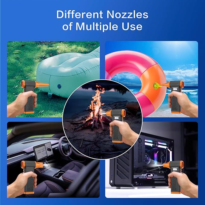 Electric Air Duster-Compressed Air Duster with 2 Removable Battery 160000RPM, 4-Gear Adjustable Cordless Mini Blower, Reverse Charging & Rechargeable Dust Blower for PC Keyboard Car Outdoor or House