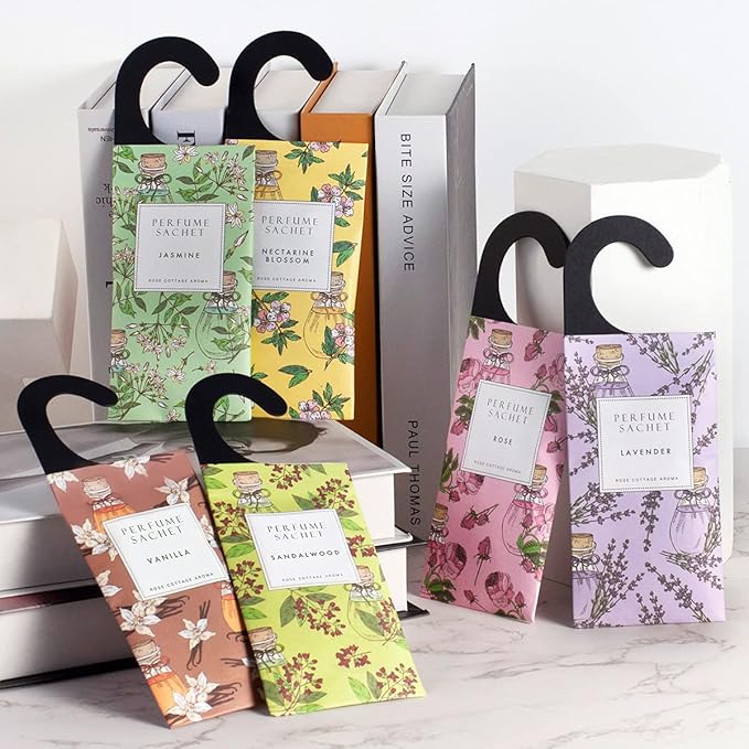 ROSE COTTAGE Large 12 Packs Lavender Hanging Closet Deodorizer Air Freshener Long Lasting Scented Sachets Smell Goods for House