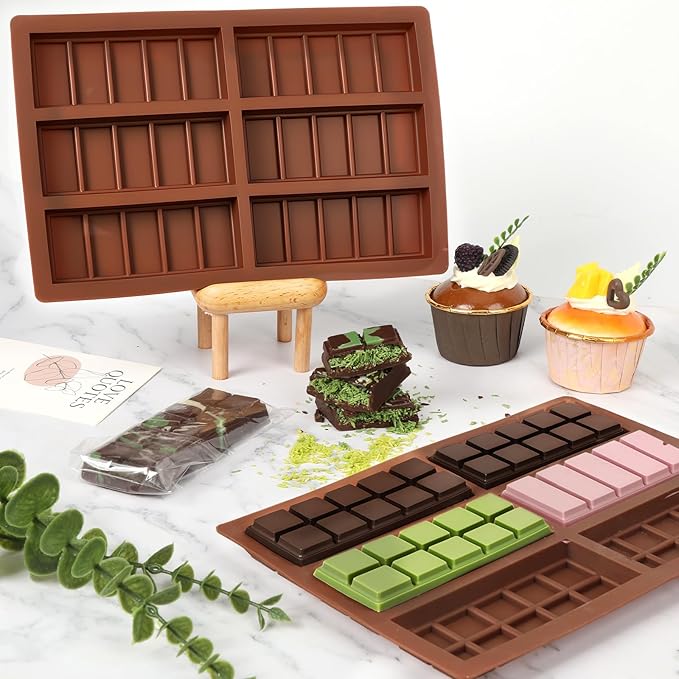 2 Pack Chocolate Bar Mold - Non-Stick Chocolate Molds, 100% Food Grade Silicone Deep Mold for Food Grade Silicone Deep Mold for Dubai Pistachio, Candy, Snacks