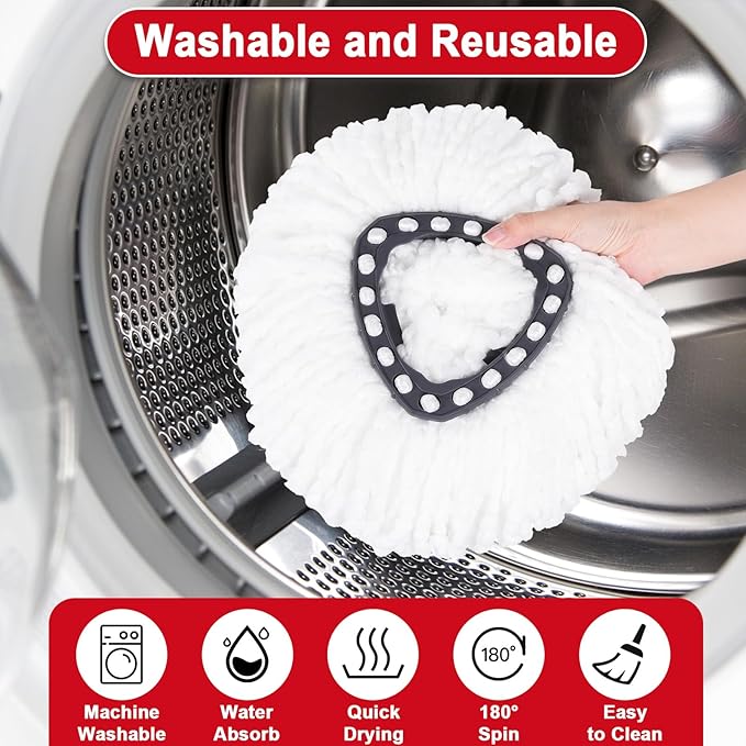 3 Pack Spin Mop Replacement Head Mop Refill Compatible with Ocedar Triangle Swivel Mops Microfiber Swivel Mop Refill,Deep Clean,Machine Washable and Easy to Replace