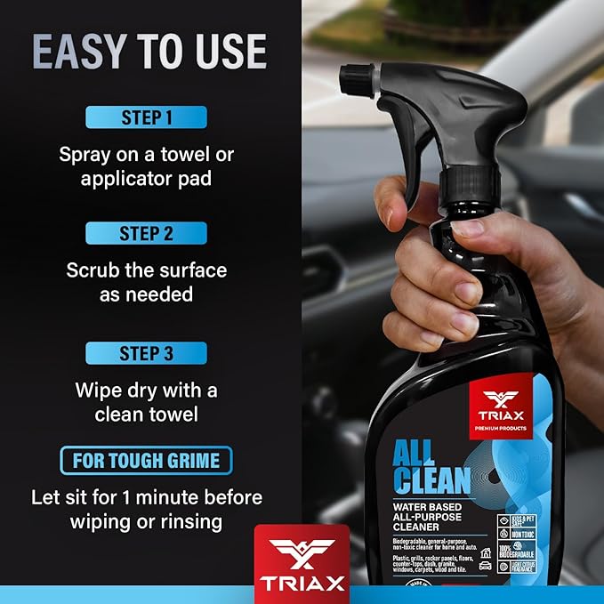Triax All Clean - Professional Grade Multi-Purpose, Bio-Degradable, Non-Toxic Cleaning Product - For Vehicle and Home Use