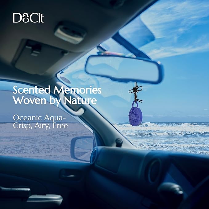 Car Air Freshener Hanging Essential Oil Diffuser with Bead Release Design, 40+ Days Long Lasting Scent for Men & Women, 7 Original + 14 Refills for Car/Home/Office, Ocean