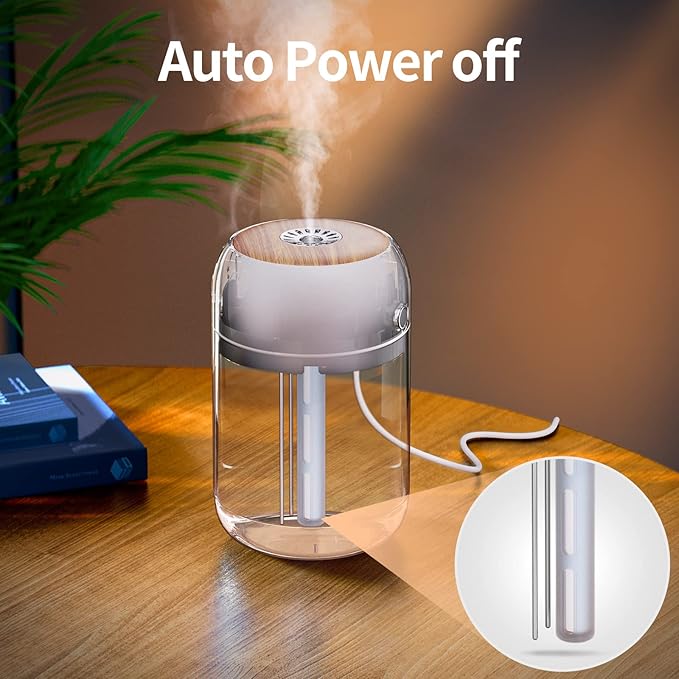 SmartDevil Small Humidifier, 500ml Mini Desk Humidifier, for Bedroom, Office, Travel, Plants, with Night Light, Auto Shut-Off, Super Quiet, White