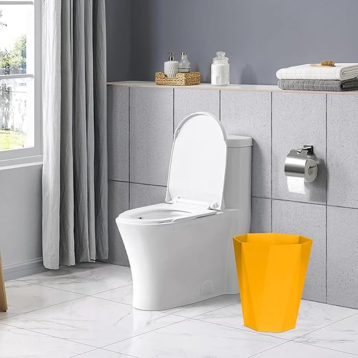 Plastic Trash Can - Waste basketbin for Office,Home,Bathroom,Kitchen - 1.8 Gallon - Yellow