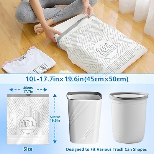 OKKEAI 3 Gallon Drawstring Trash Bags, White Small Bathroom Garbage Bags – 90 Count Tear-Free, Heavy Duty Printed Liners, Leak-Proof White Trash Bag for Kitchen, Office, Multipurpose Use