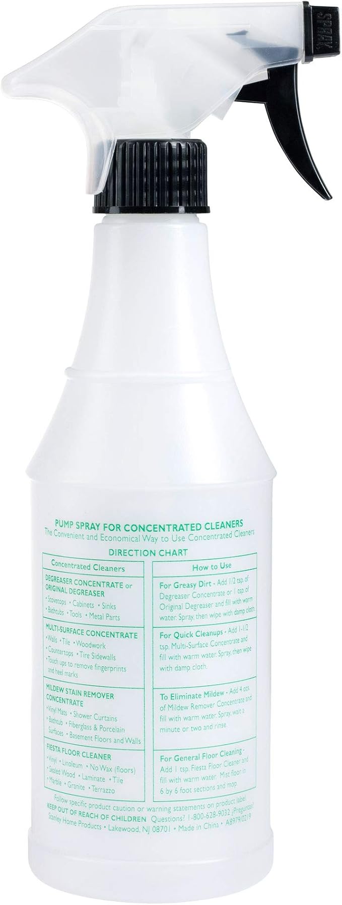 STANLEY HOME PRODUCTS Pump Spray Bottle – Convenient Easy-to-Hold Bottle with Sprayer to Dilute Concentrated Cleaners (3 Spray Bottles)
