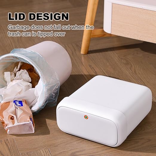 funest Bathroom Small Trash Can with Lid,10L / 2.7 Gallon Slim Garbage Bin Wastebasket with Press Top Lid for Bedroom,Rv,Office,Kitchen,Craft Room