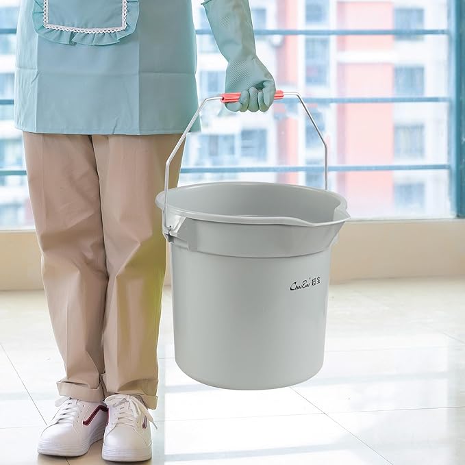 4 Packs 14 Quart Commercial Cleaning Pail, Round Utility Bucket with Handle, Plastic Water Container Cleaning Bucket