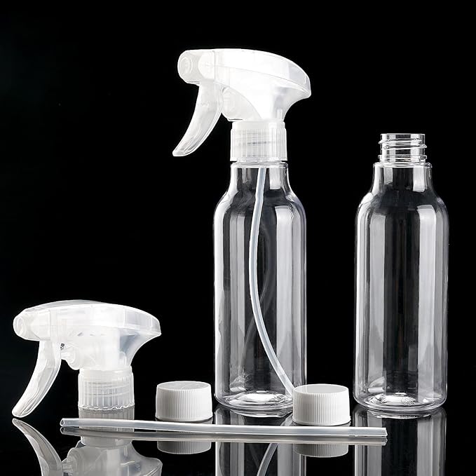 Cosywell Plastic Spray Bottles 8.8oz/260ml 2 Pack Empty Spray Bottle for Cleaning Mist/Stream Heavy Duty Water Spraying Bottle for Cooking Solutions Essential Oils Hair Care(Clear)