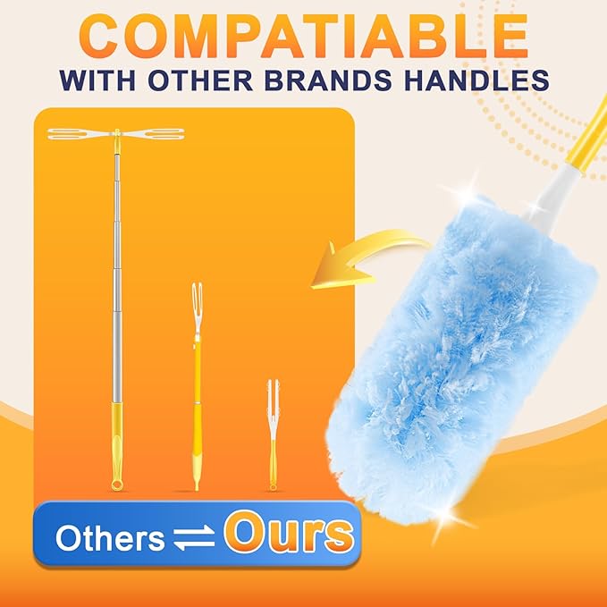 Duster Refills Compatible with Swiffer Duster Refill, Feather Dusters for Cleaning with 2 Handle, Multisurface 360°, Unscented Disposable Dusters for Cleaning Dusting (Blue, 60 Pcs)