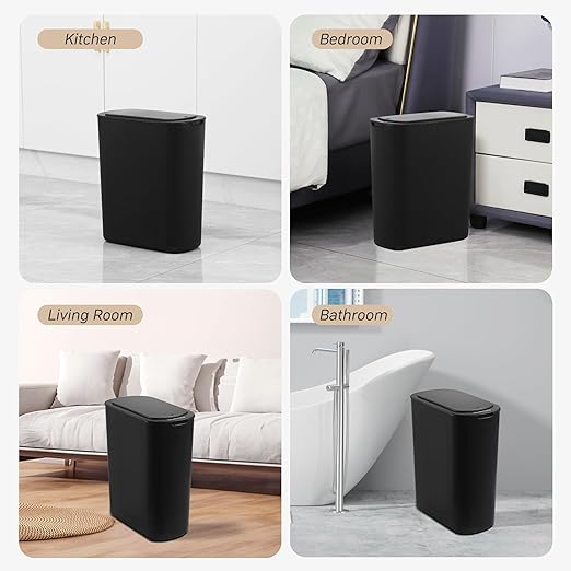 Automatic Bathroom Garbage Bin with Lid, 5 Gallon Touchless Trash Bin, Smart Electric Narrow Waterproof Trash Can for Toilet, Office, Kitchen, Bedroom, Living Room