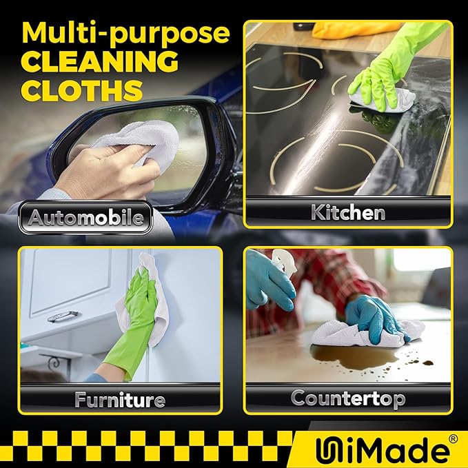 Shop Towels, 100 Pack Commercial Grade Work Rags Microfiber Towels for Cars Cleaning Rags Bulk Detailing Cloth for Automotive Bar Mechanic Restaurant Garage Housekeeping, 11.5"x 11.5", White